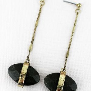 2 /$10- GOLDTONE PYRITE OVAL GEM DROP EARRINGS